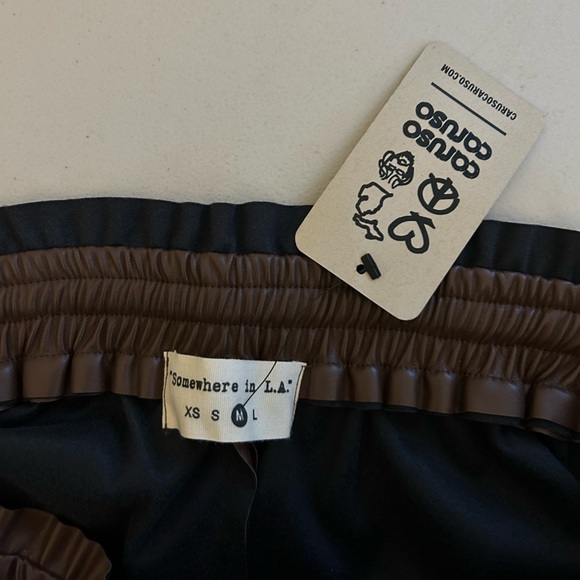 Somewhere in LA Brown Leather Shorts - Picture 3 of 3